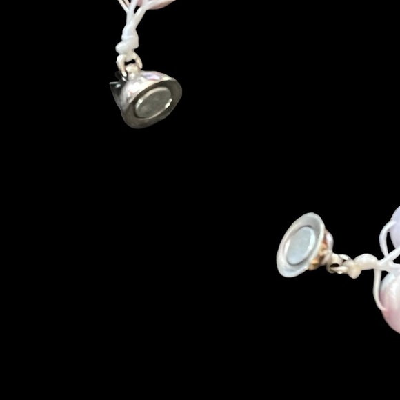 Genuine Baroque Pink Pearl Collar Necklace Cluster Tied Cord Artisan Made 17” - Picture 5 of 5